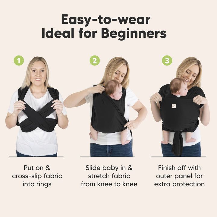 Keababies - D-Lite Baby Wrap Carrier - Black