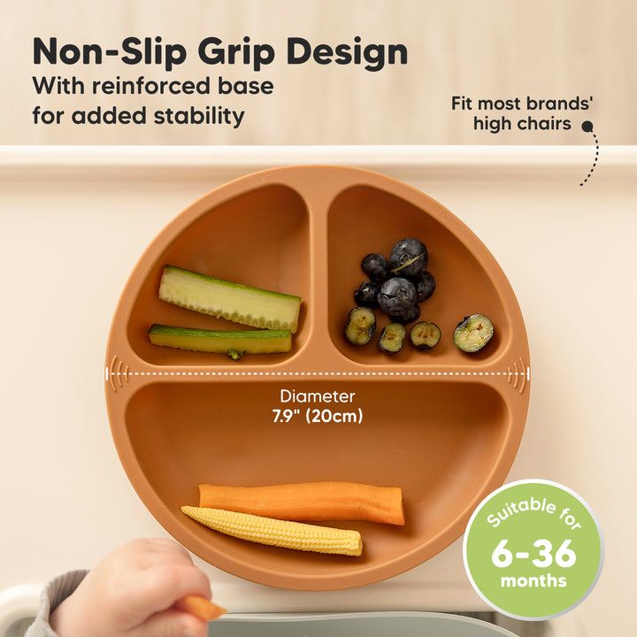 Keababies - Prep Grip Silicone Suction Plates - 3pcs - Terracotta