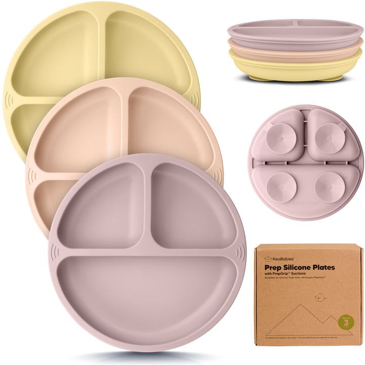 Keababies - Prep Grip Silicone Suction Plates - 3pcs - Dusk