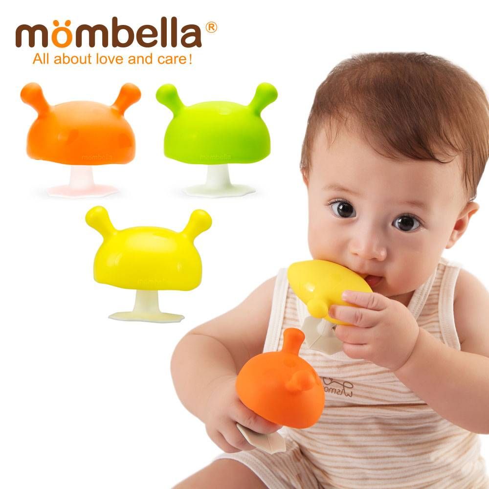 Mombella - Mimi Mushroom Soothing Teether Toy With Clip - Green