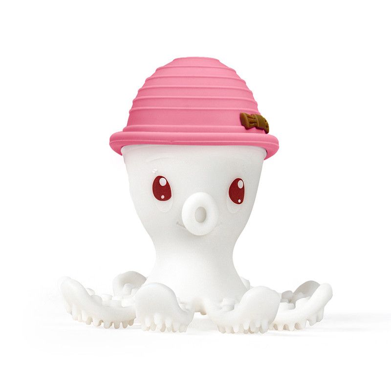 Mombella - Ollie Teether Toy - Octopus - Pink/White