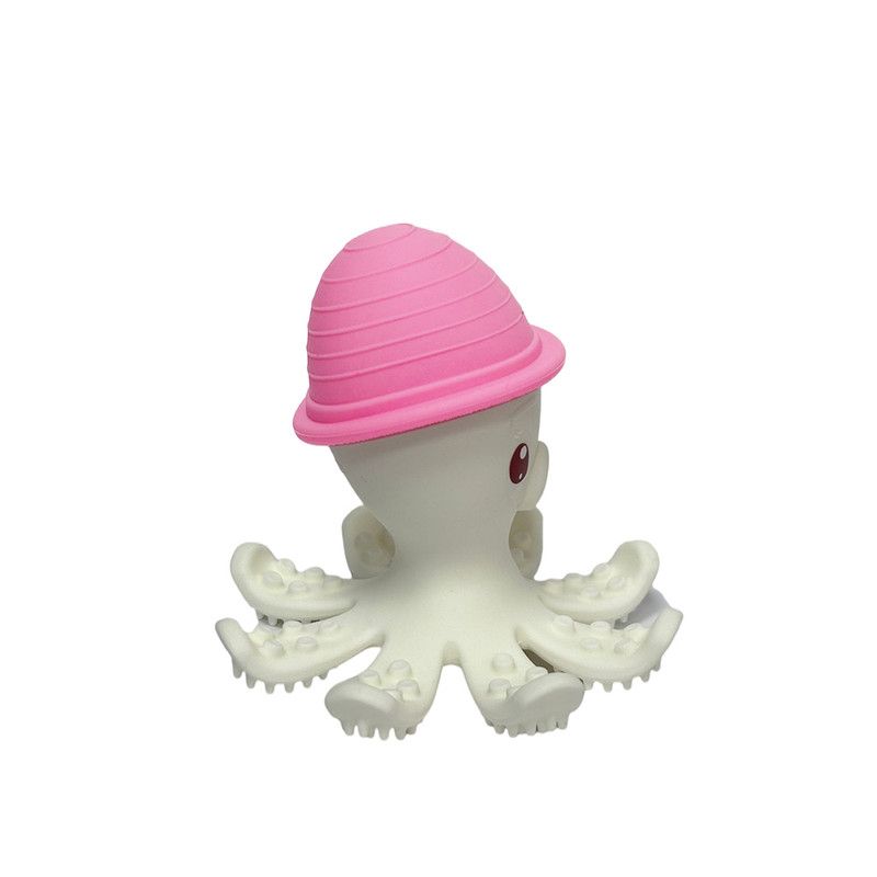 Mombella - Ollie Teether Toy - Octopus - Pink/White