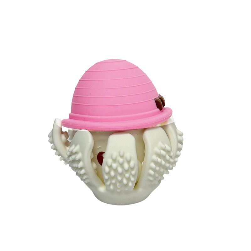 Mombella - Ollie Teether Toy - Octopus - Pink/White