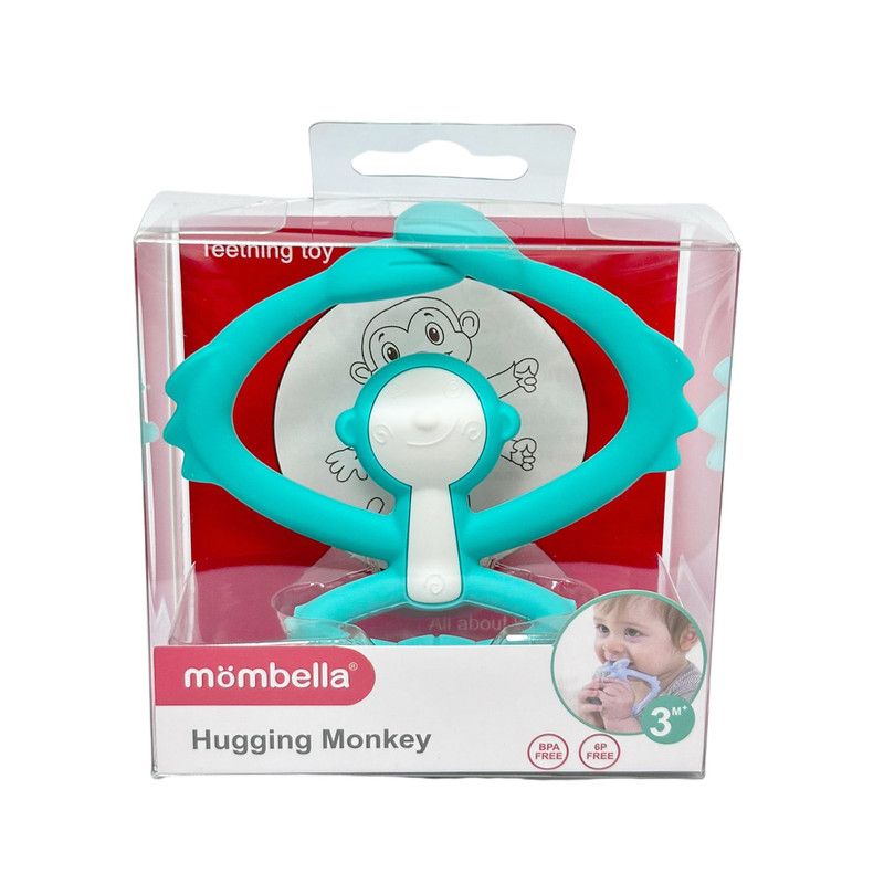 Mombella - Teether Toy - Hugging Monkey - Aqua Green