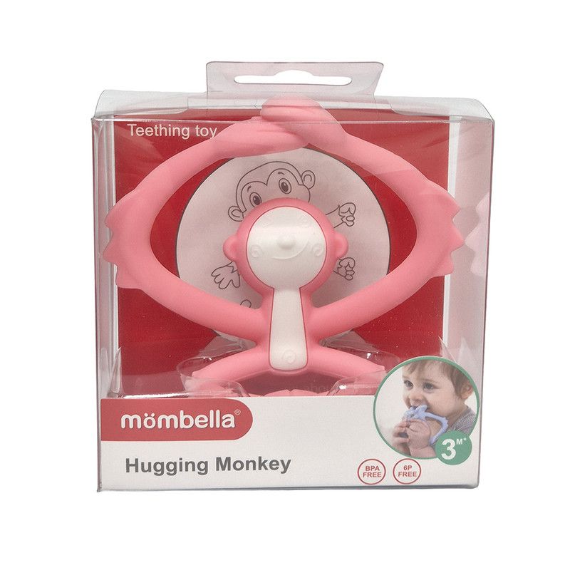 Mombella - Teether Toy - Hugging Monkey - Pink