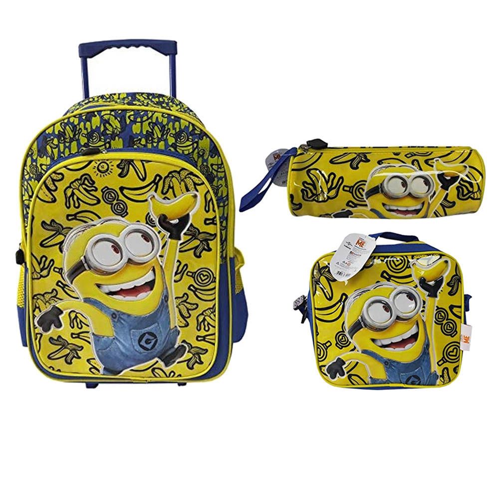 Minions - School Trolley Bag - 18-Inch, Lunch Bag And Pencil Case