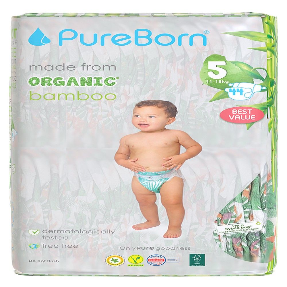 Pureborn - Size 5 11-18Kg 44s - Twin Value Pack - Cloud