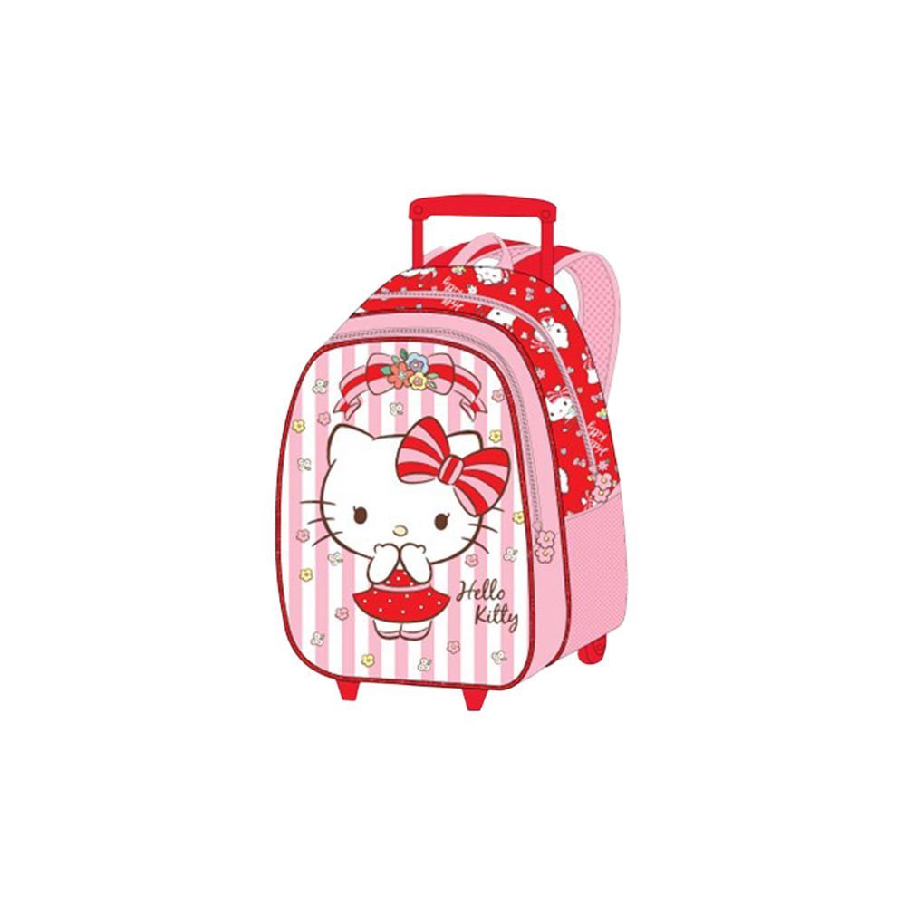 Sanrio - Hello Kitty Kids 5-in-1 Box Set W/ 18" - Trolley School Bag, Water Bottle, Lunch Box, Lunch Bag & Pencil Case - Stripes