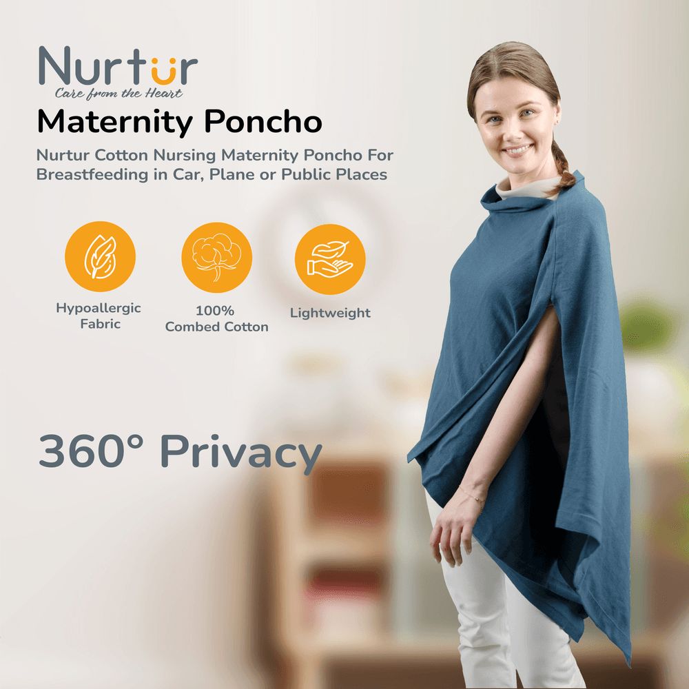 Nurtur - Cotton Maternity Poncho - Light Blue - Free Size