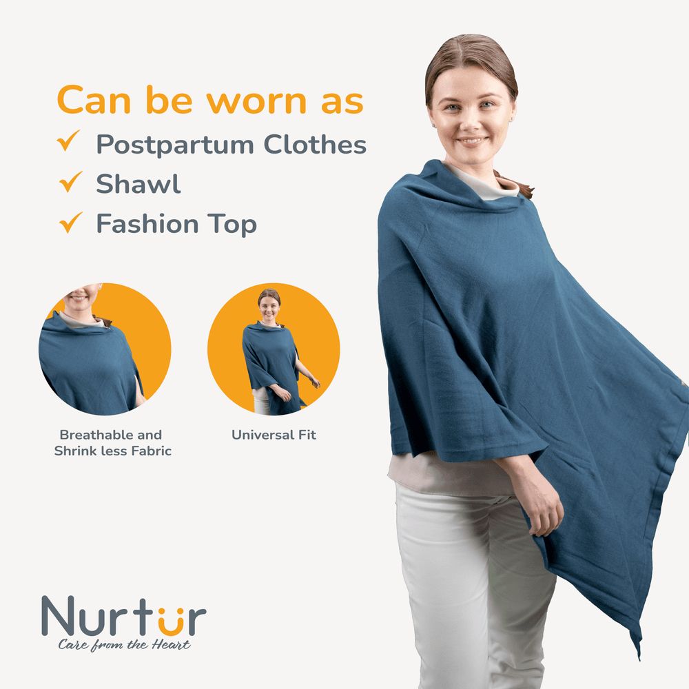 Nurtur - Cotton Maternity Poncho - Light Blue - Free Size