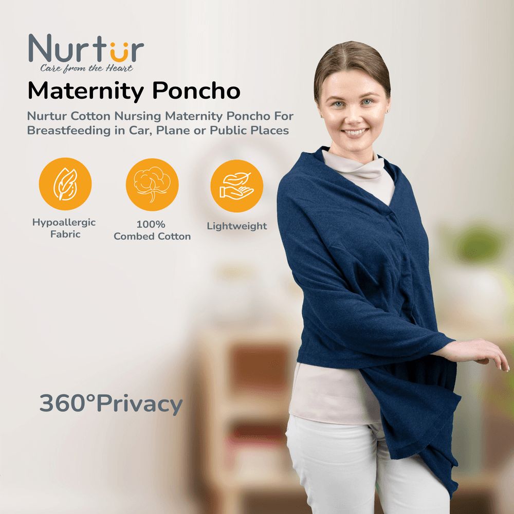 Nurtur - Cotton Maternity Poncho - Blue - Free Size