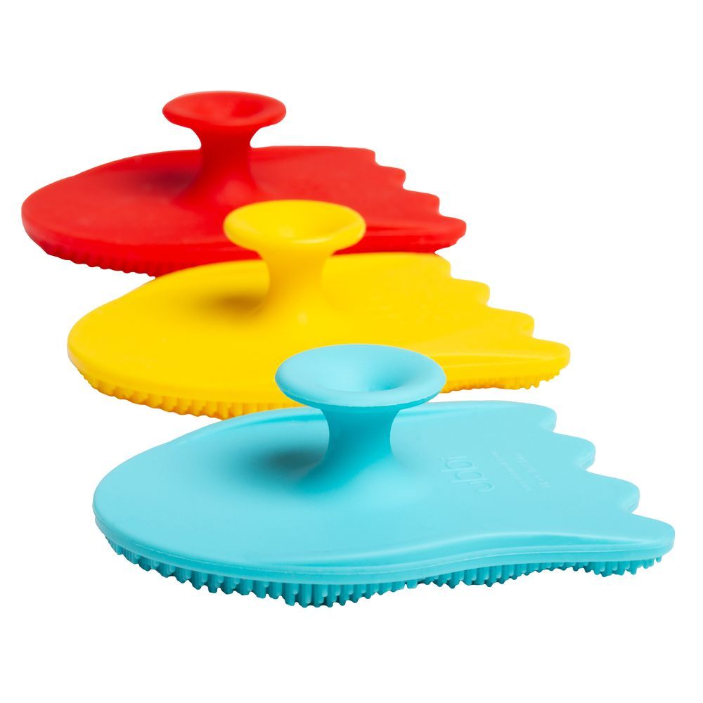 Ubbi - Silicone Bath Sponges - Red/Blue/Yellow - Pack of 3