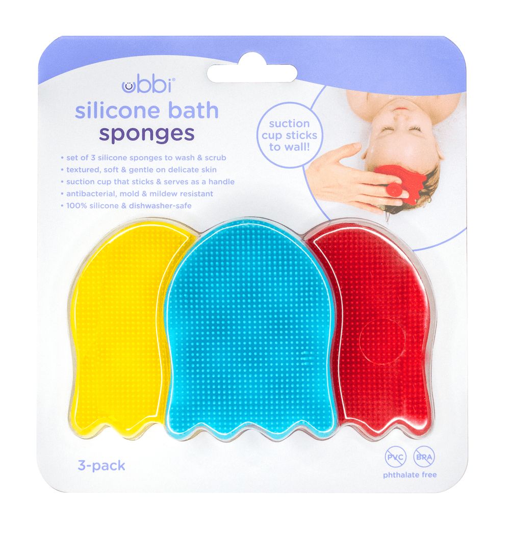 Ubbi - Silicone Bath Sponges - Red/Blue/Yellow - Pack of 3