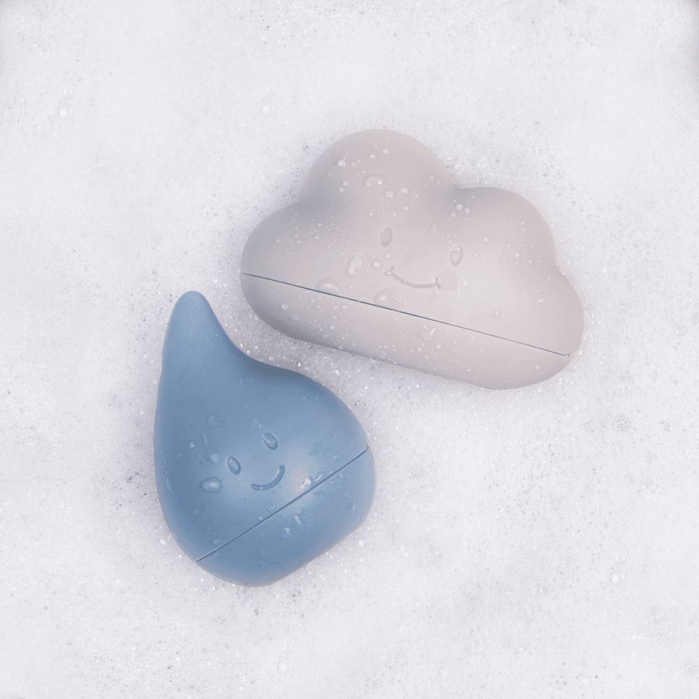 Ubbi - Cloud And Droplet Bath Toys - Cloudy/Blue - 2 Pcs