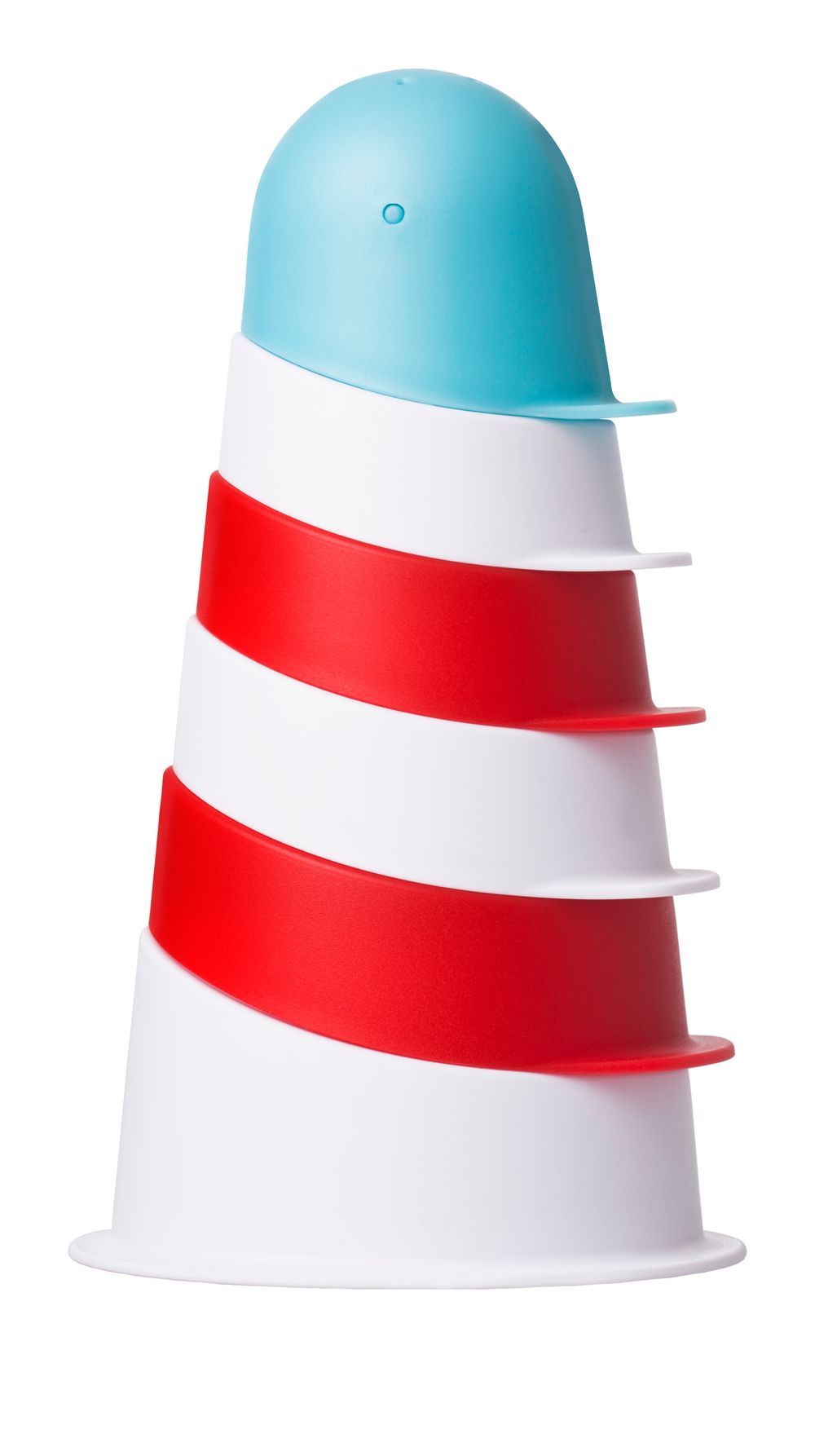 Ubbi - Lighthouse Stacking Cups Bath Toy - Red/Blue/White - 6 Pcs