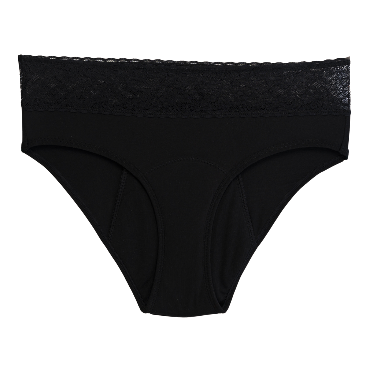 Sahara - Period Proof Underwear Hi-Waist Lace Bikini - Heavy Absorbency - Black