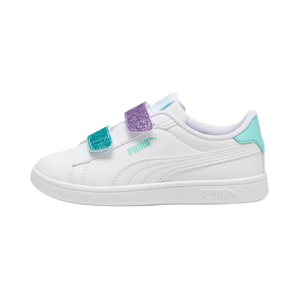 Puma - Smash 3.0 L Glitter Velcro V Pre-School Sneakers - White