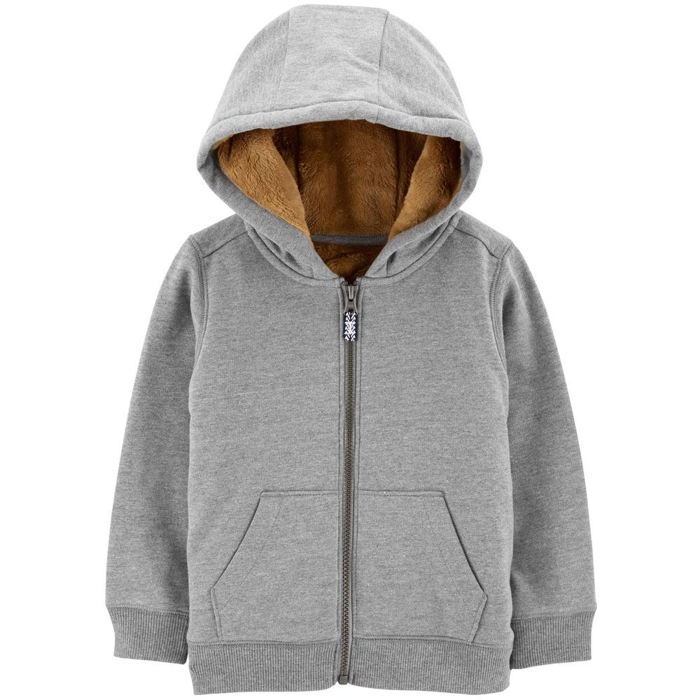 Carters - Boy's Fuzzy Lined Hoodie - Grey