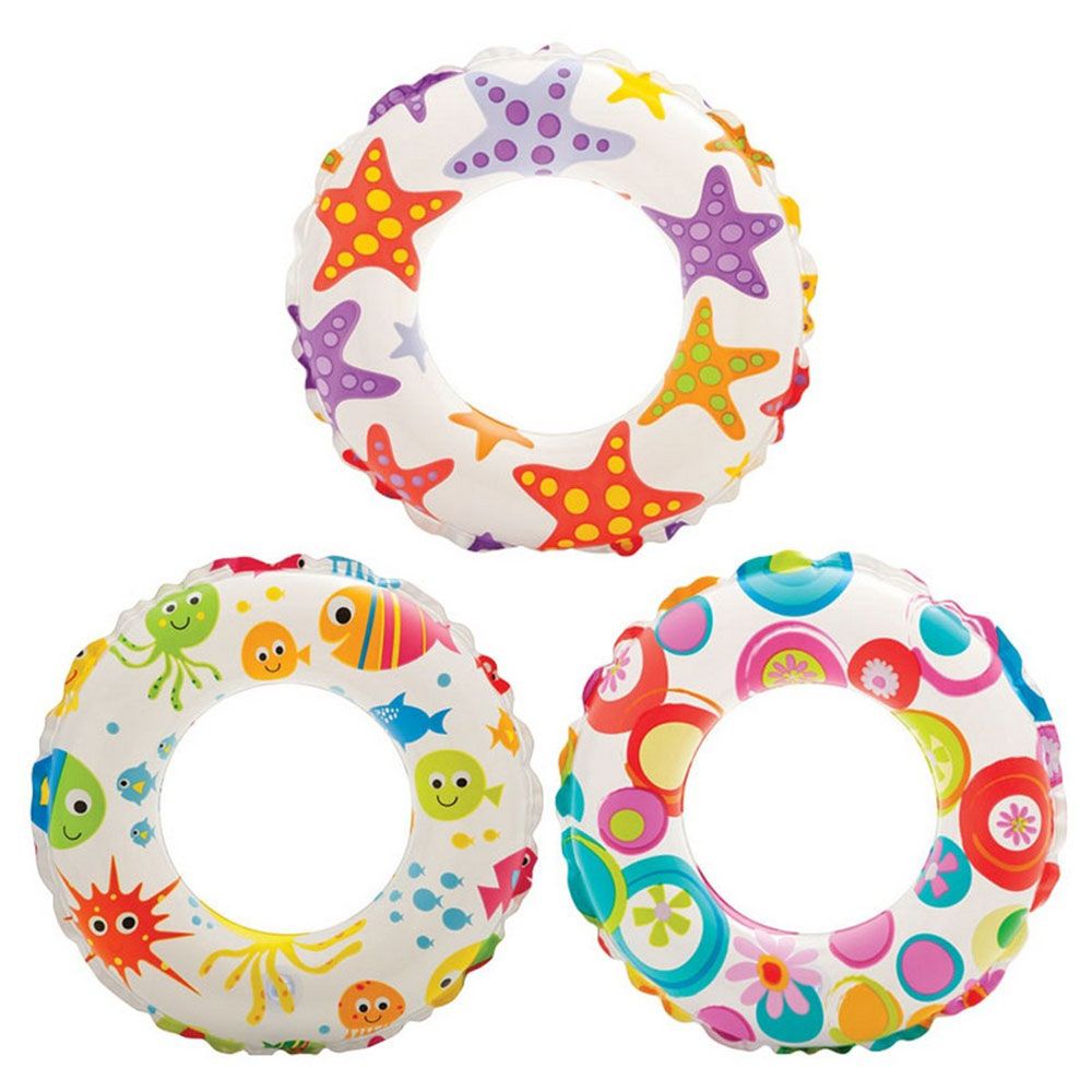 Intex - Lively Print Swim Rings 61cm 1pc - Assorted - Inflatable Pool Ring