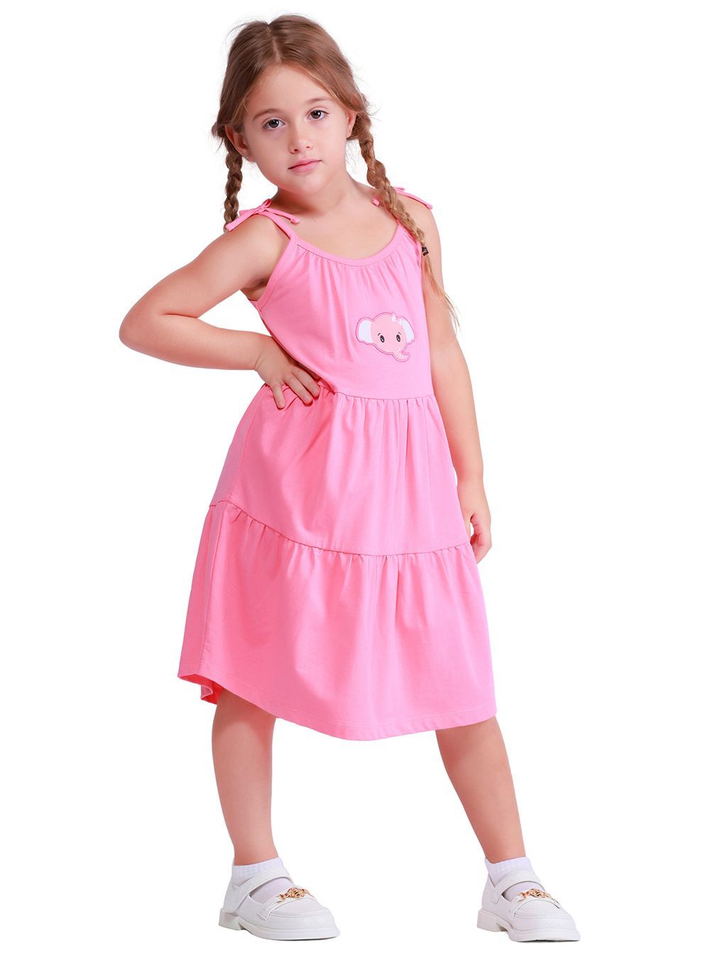 Nuego - Girl's Tiered Midi Dress - Pink