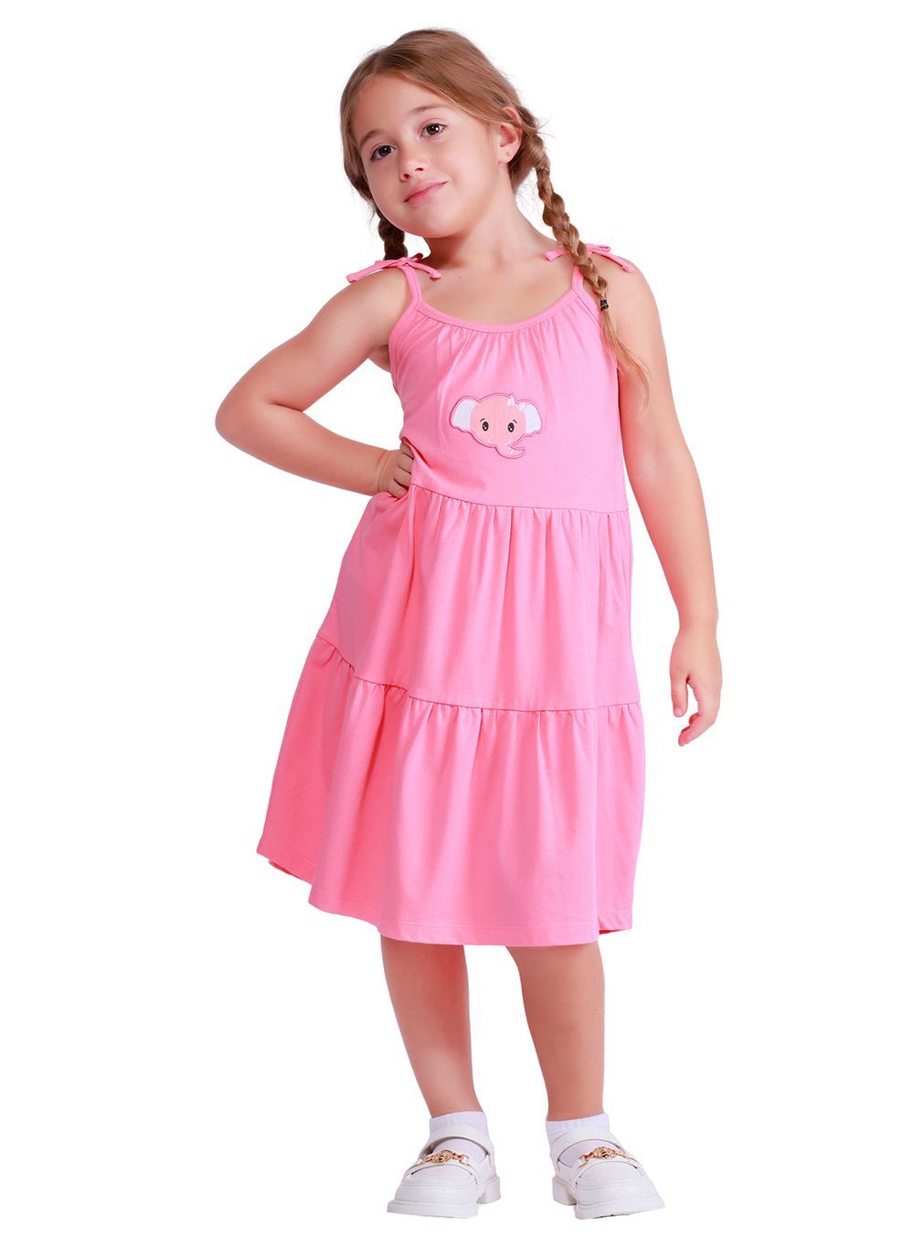 Nuego - Girl's Tiered Midi Dress - Pink