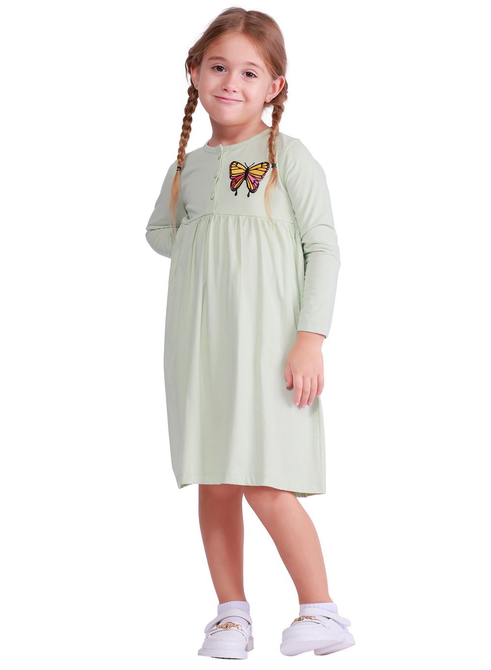 Nuego - Girl's Long Sleeve Midi Dress - Green