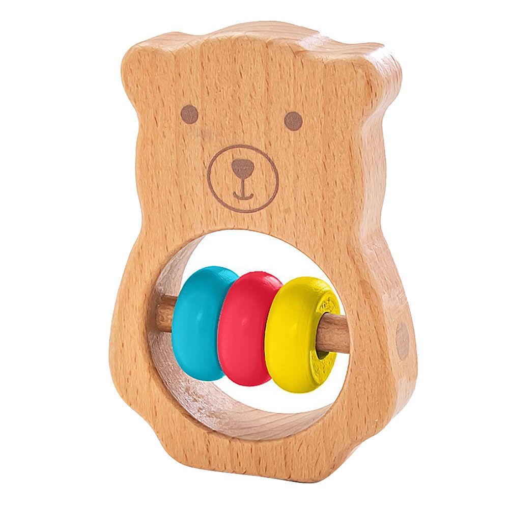 Bimbly - Wooden Rattle Toy - Bear - Beige