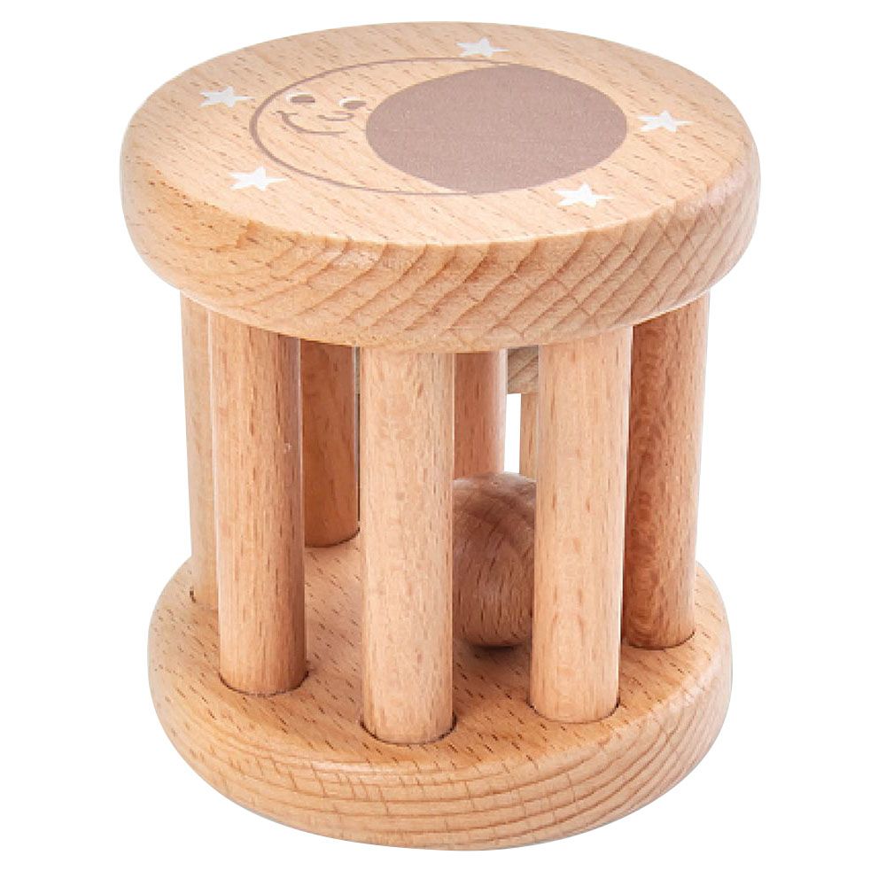 Bimbly - Wooden Rolling Rattle Toy - Beige