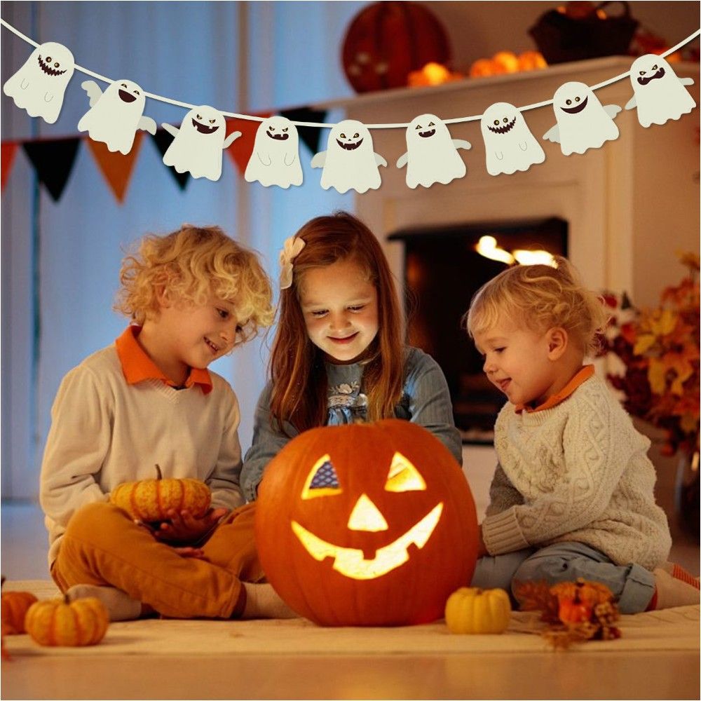 Doodle Kiddo - Adorable Ghost Halloween Banner - White