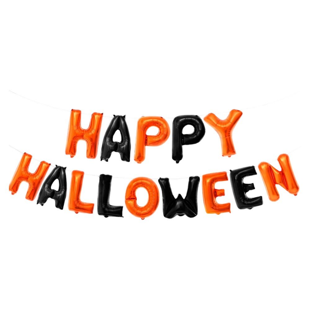 Doodle Kiddo - Happy Halloween Foil Banner - Black/Orange - 16-Inch