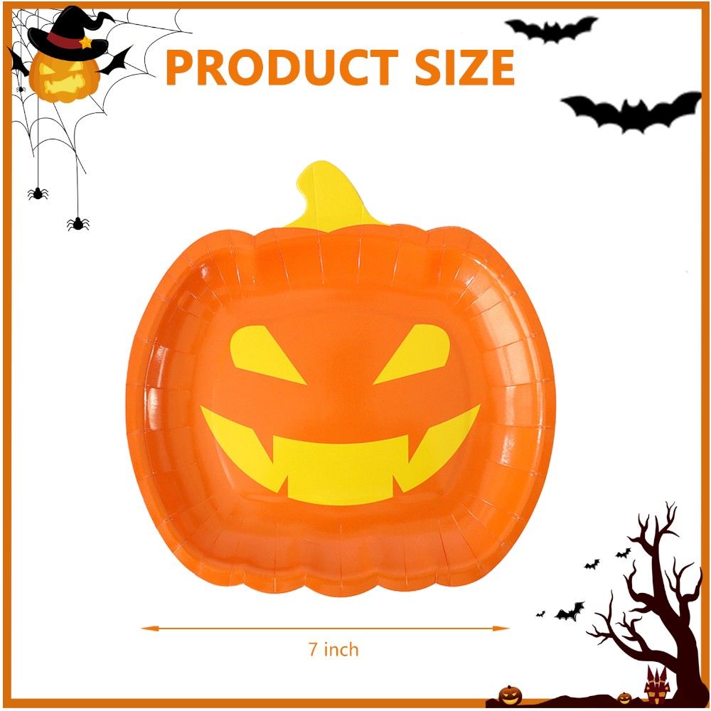 Doodle Kiddo - Pumpkin Plates And Cups Halloween Tableware Set - 20 Pcs