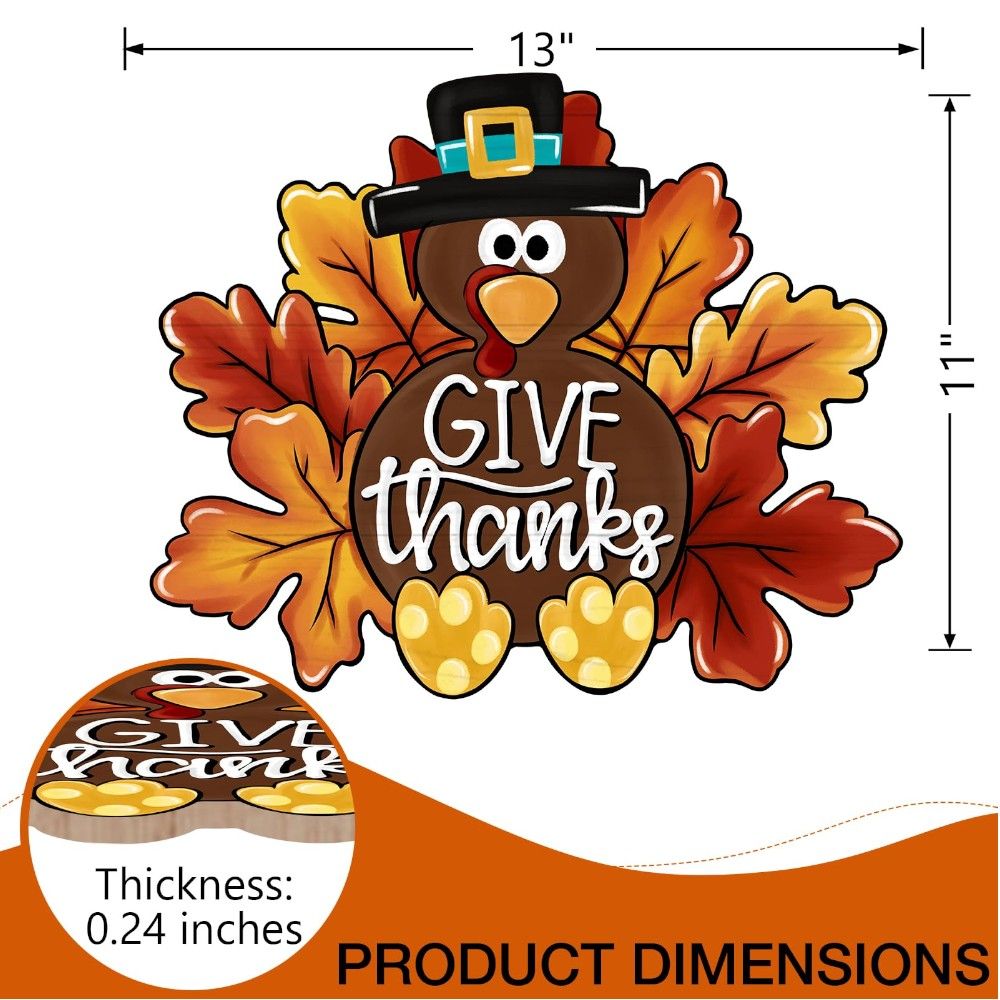 Doodle Kiddo - Thanks Giving Turkey Door Sign Decoration - 11-Inch