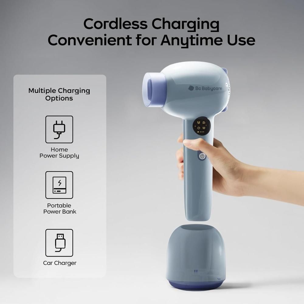 Babycare - Gentle Cordless Hair Dryer For Baby & Kids - Blue