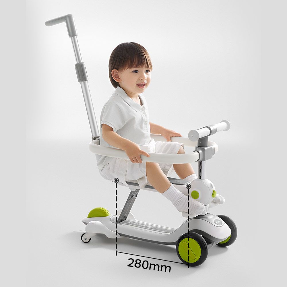 Babycare - Gravel Bike - 4-in-1 Babysitter Scooter - White W/ Yellow Wheels