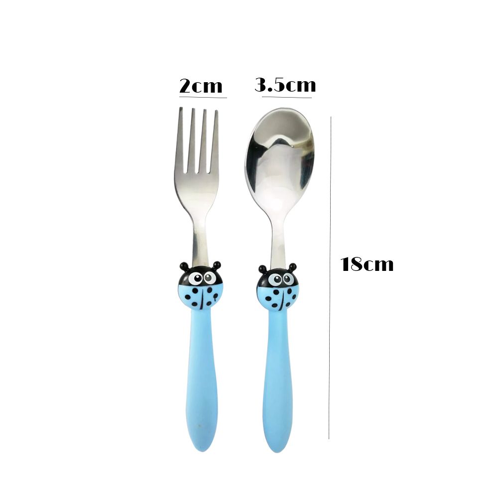 Brain Giggles - Kids Cutlery Set - Bee - Blue - 2 Pcs