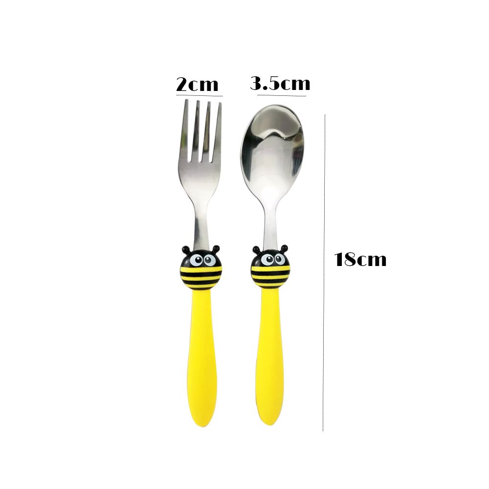 Brain Giggles - Kids Cutlery Set - Bee - Yellow - 2 Pcs