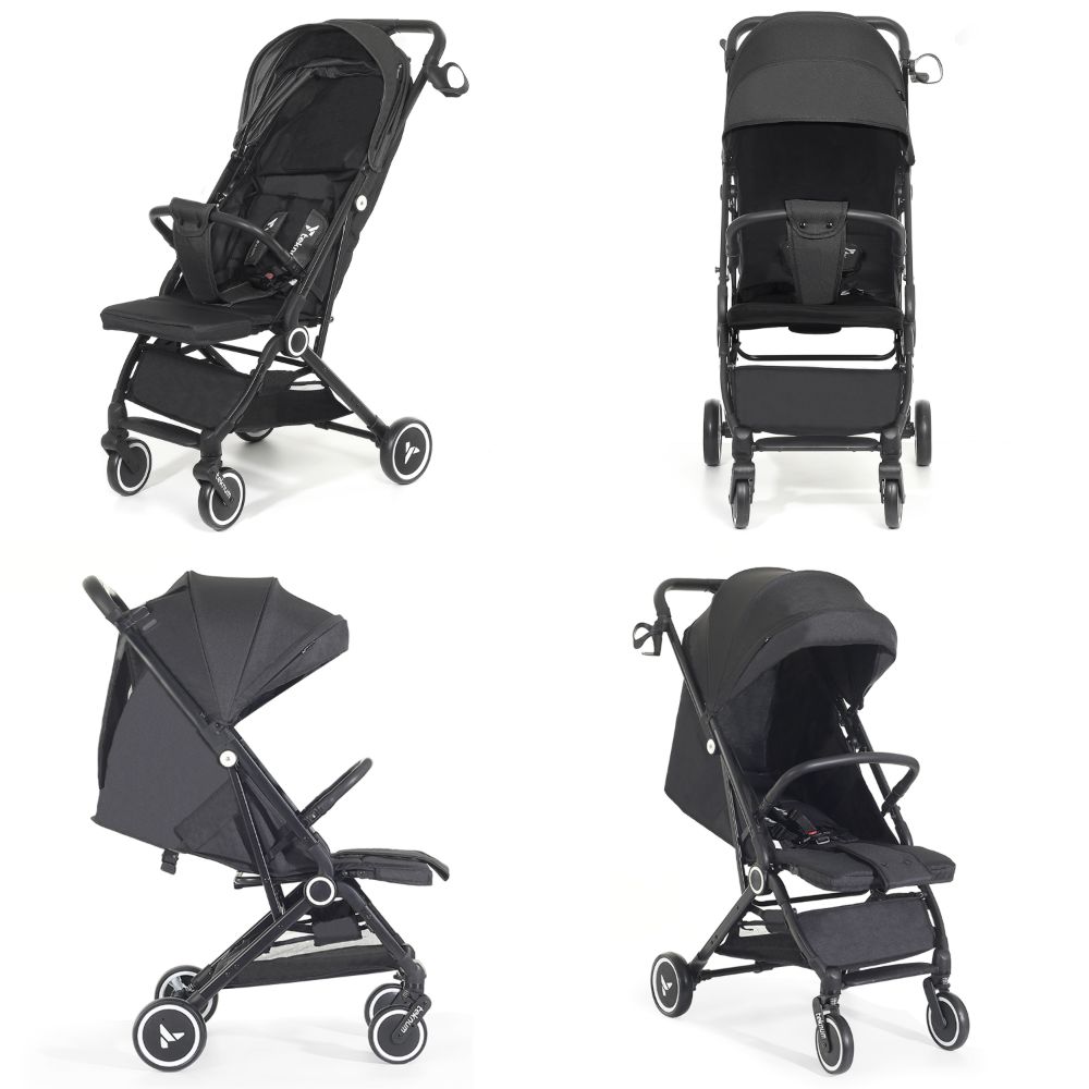 Teknum - Travel Cabin Stroller With Diaper Bag And Cup Holder - Black