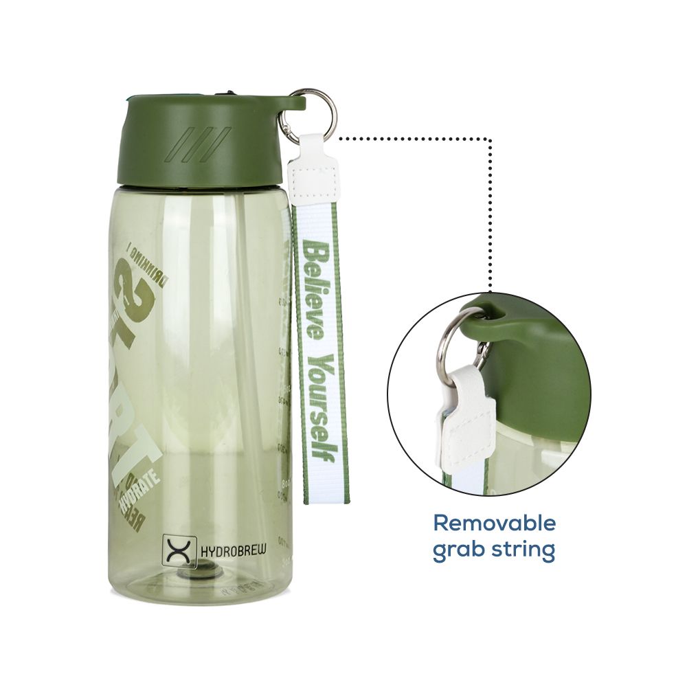 Hydrobrew - Water Bottle with Grab String 800ml - Green