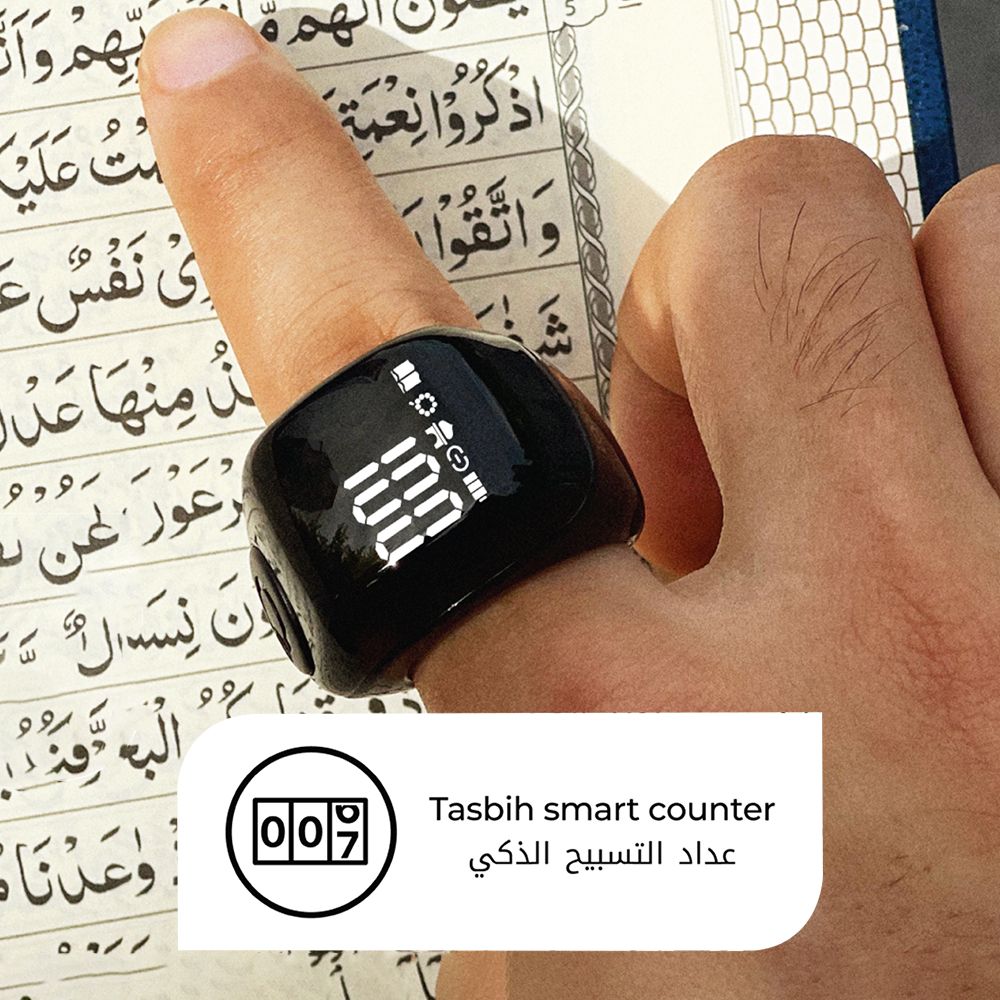 iQIBLA - Zikr Flex Advance Ring Tasbih Counting - Black