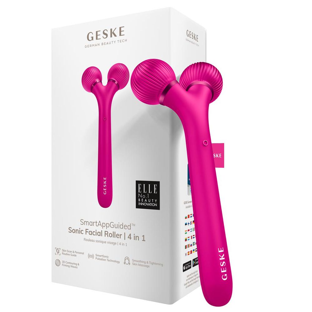 Geske - 4-in-1 Electric Sonic Facial Roller - Pink