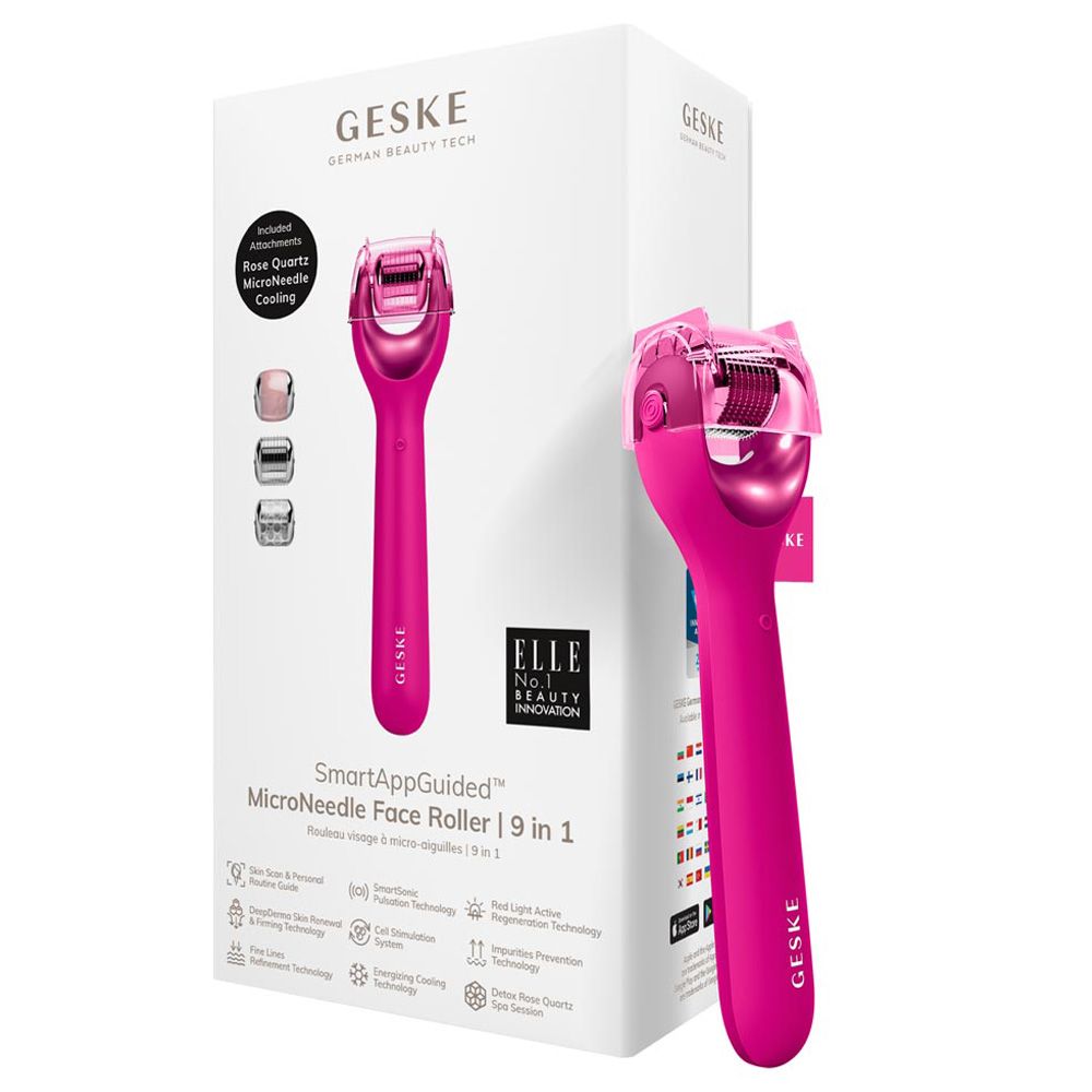 Geske - 9-in-1 Electric MicroNeedle Face Roller - Pink