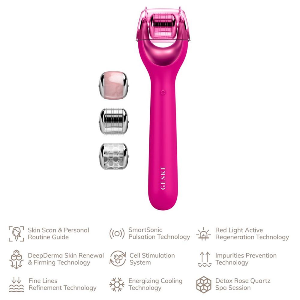 Geske - 9-in-1 Electric MicroNeedle Face Roller - Pink