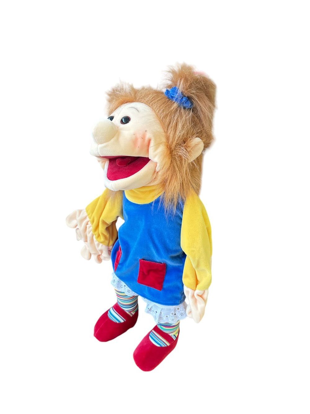 Edu Fun - Lotta Stylish Puppet Girl With Striped Trousers And Pigtails - 65cm