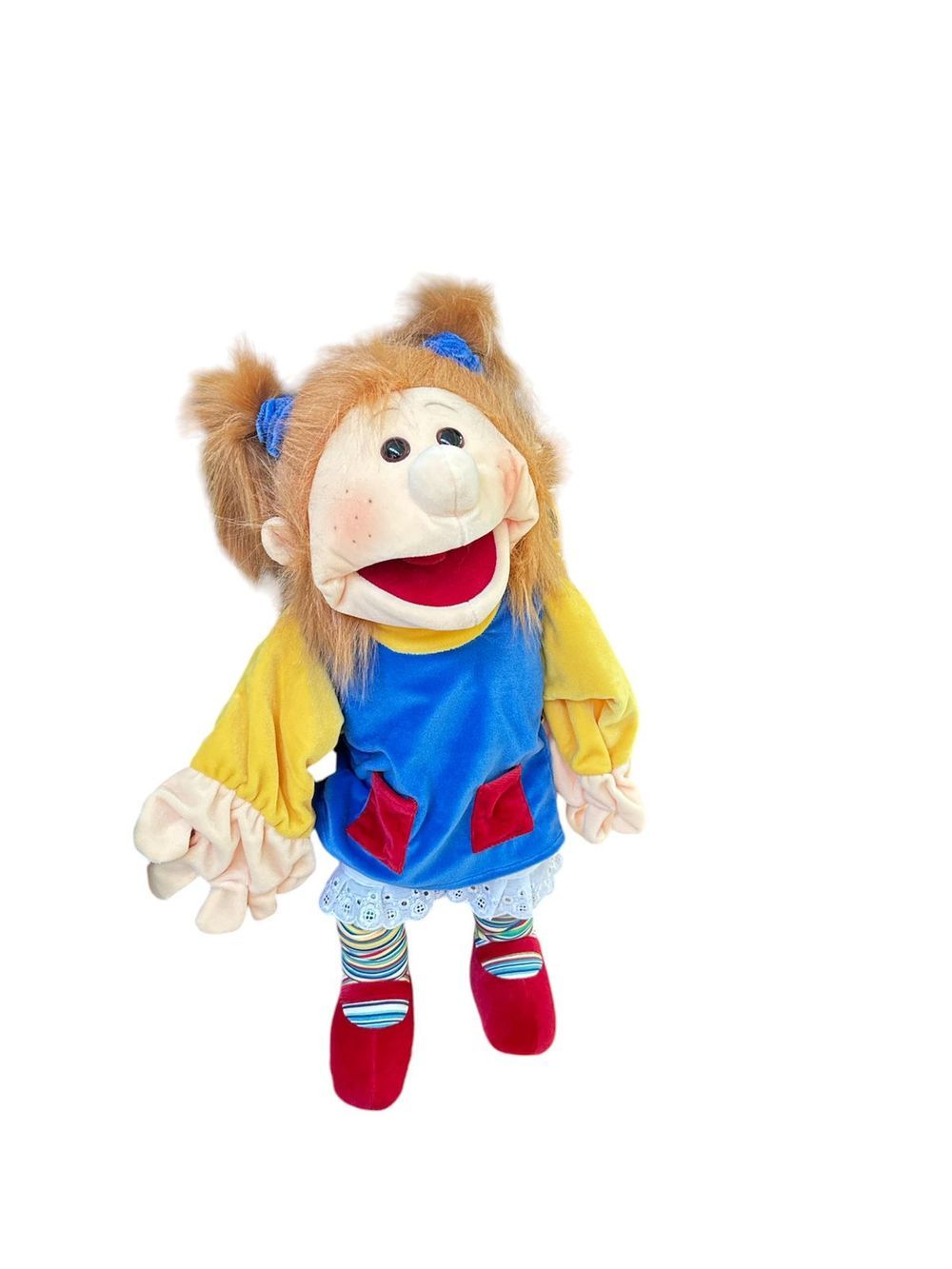 Edu Fun - Lotta Stylish Puppet Girl With Striped Trousers And Pigtails - 65cm