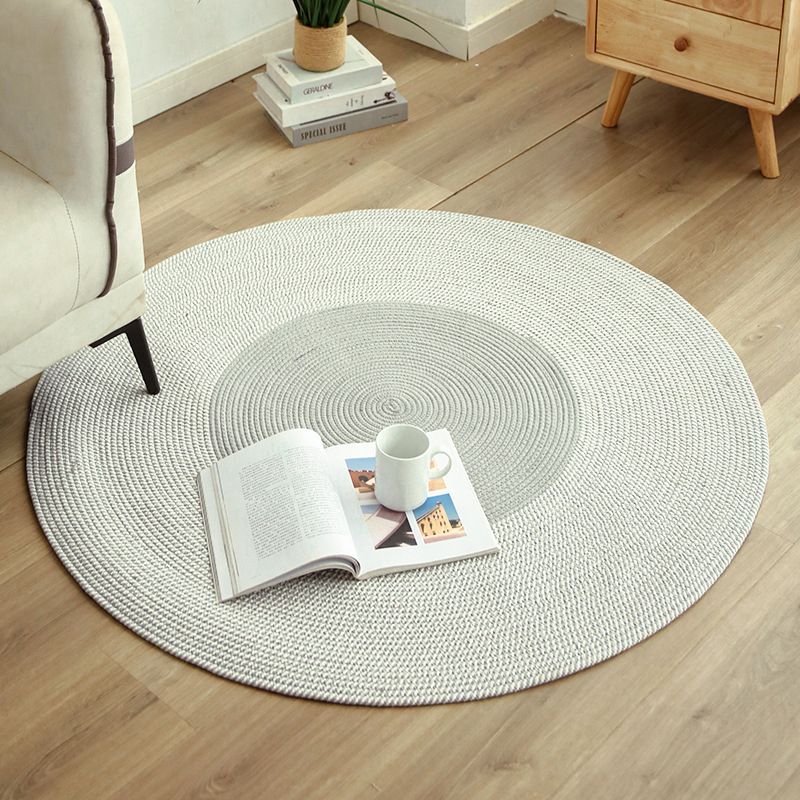 Mei Stylish - Hand Woven Jute Tassel Round Carpet - White - 80cm