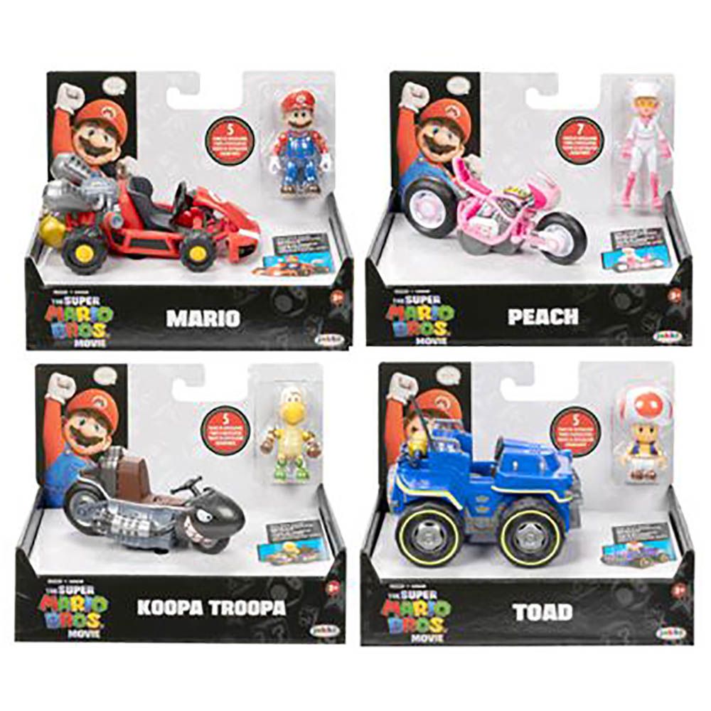 Mario - Super Mario Movie Figure w/ Kart 1pc - 6 Cm - Style May Vary