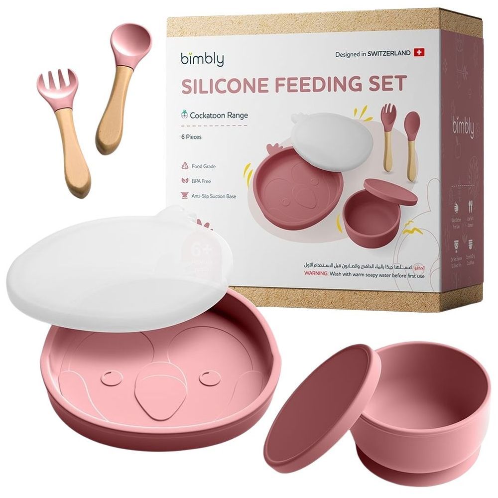 Bimbly - 6-In-1 Baby Feeding Set - Pink - 6 Pcs