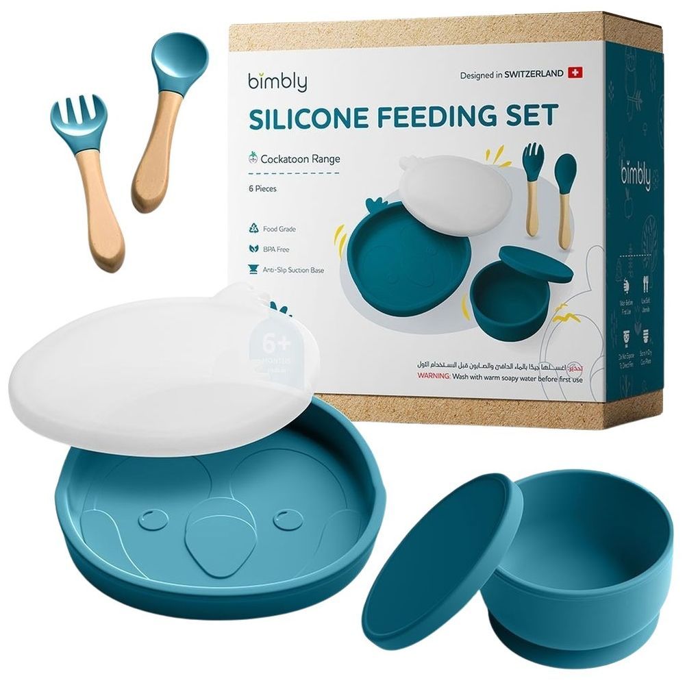 Bimbly - 6-In-1 Baby Feeding Set - Dark Blue - 6 Pcs