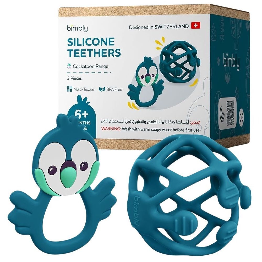 Bimbly - Baby Silicone Teethers Set - Dark Blue - 2 Pcs