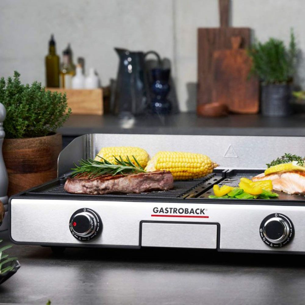 Gastroback - Table Grill Plancha & BBQ - Silver - 2000 W